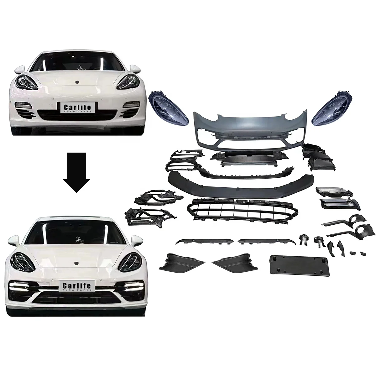 

Carlife Brand car body kit for Porsche panamera 970 2008-2016 year upgrade 971 Turbo S include headlight front bumper assembly