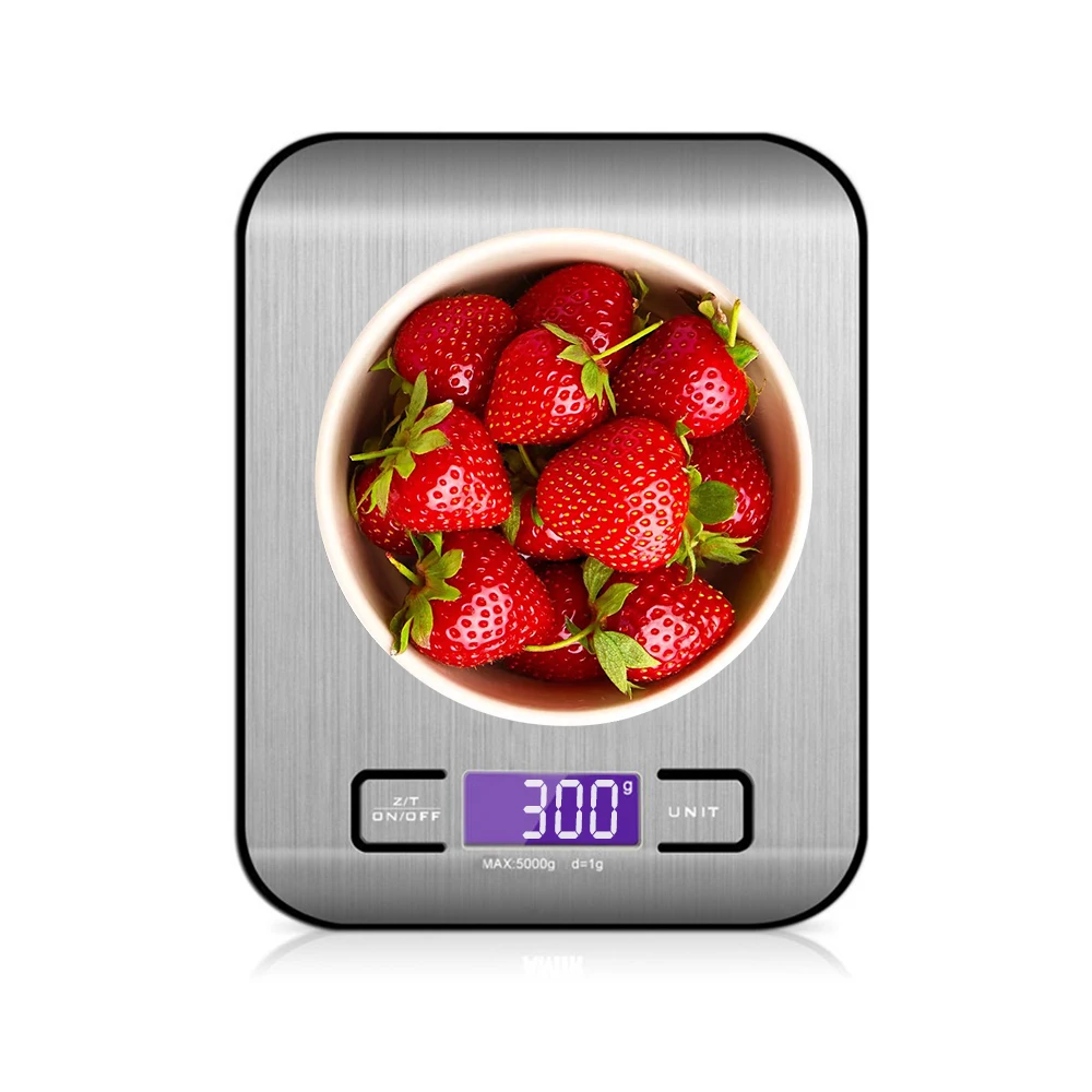 

Digital Kitchen Scale 5kg/1g 11lb Stainless Steel Precision Electronic Food Scale for Cooking Baking Mini Measuring Tools