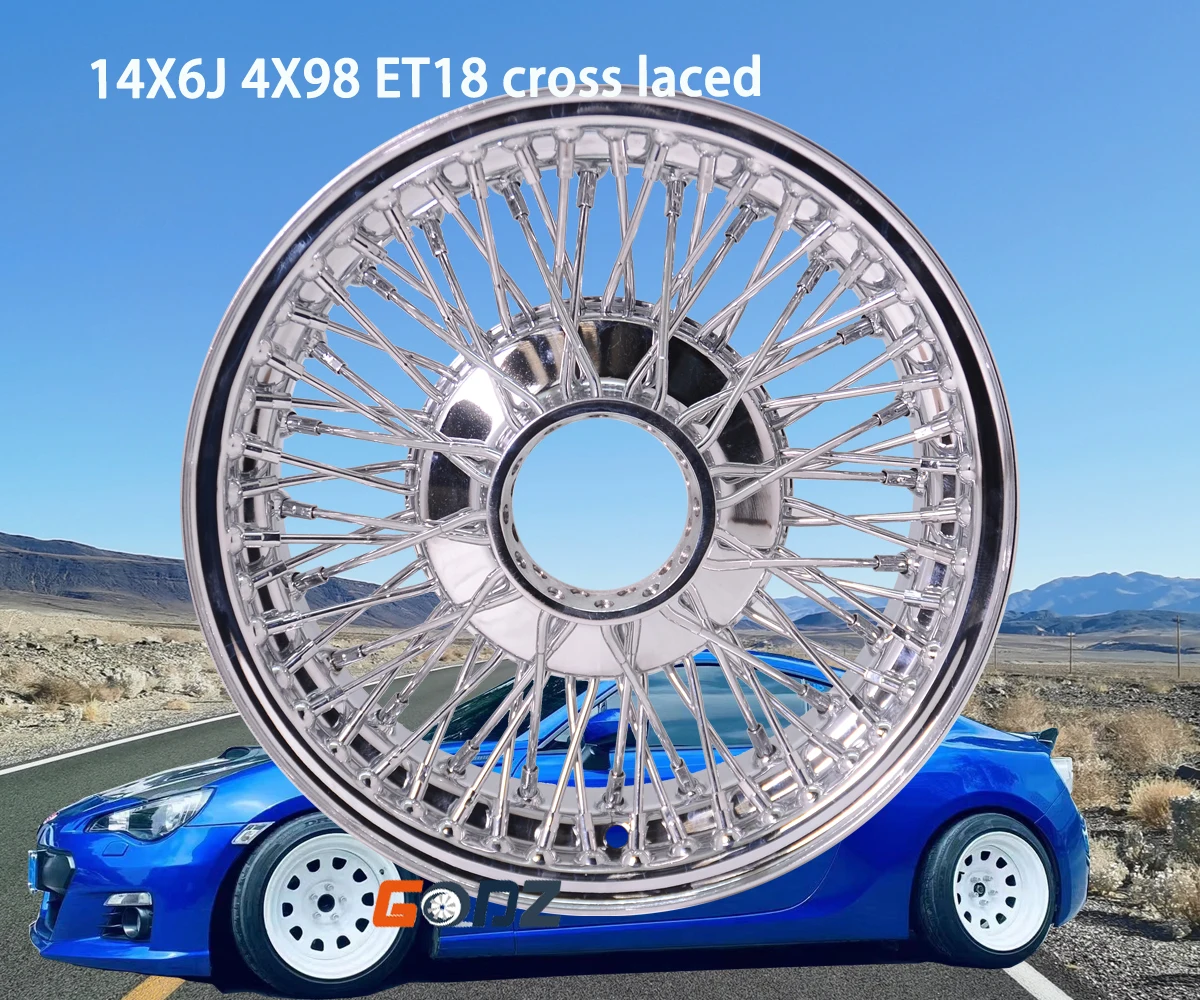 14inch FWD Classic Spoke Wire Wheel 72 Spokes Lowrider Air Ride Suspension Vintage Car Accessories