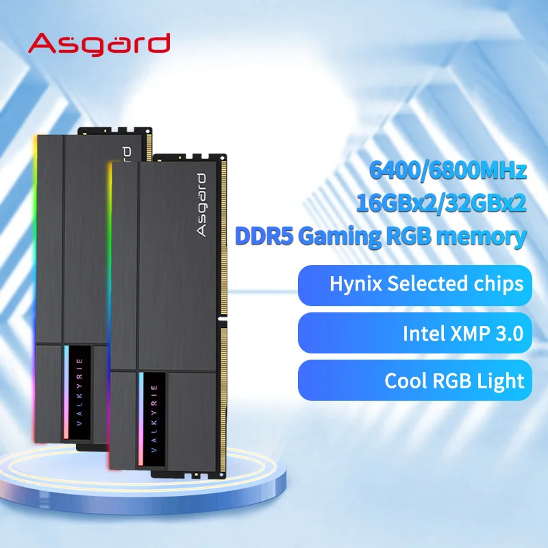 thumbnail image 1 of Asgard Valkyrie II DDR5 RGB RAM Memory DDR5 RAM PC 16GBX2 32GB 64GB 6400MHz 6800MHz RAM for Desktop CL32, 1 of 4