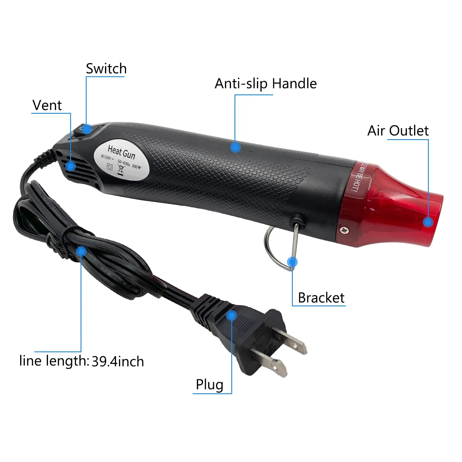 110V/220V US EU Standard Hot Air Gun Mobile Phone Repair Tool Hair Dryer Welding Support Seat Shrink Plastic Air Heat Gun 300W 2