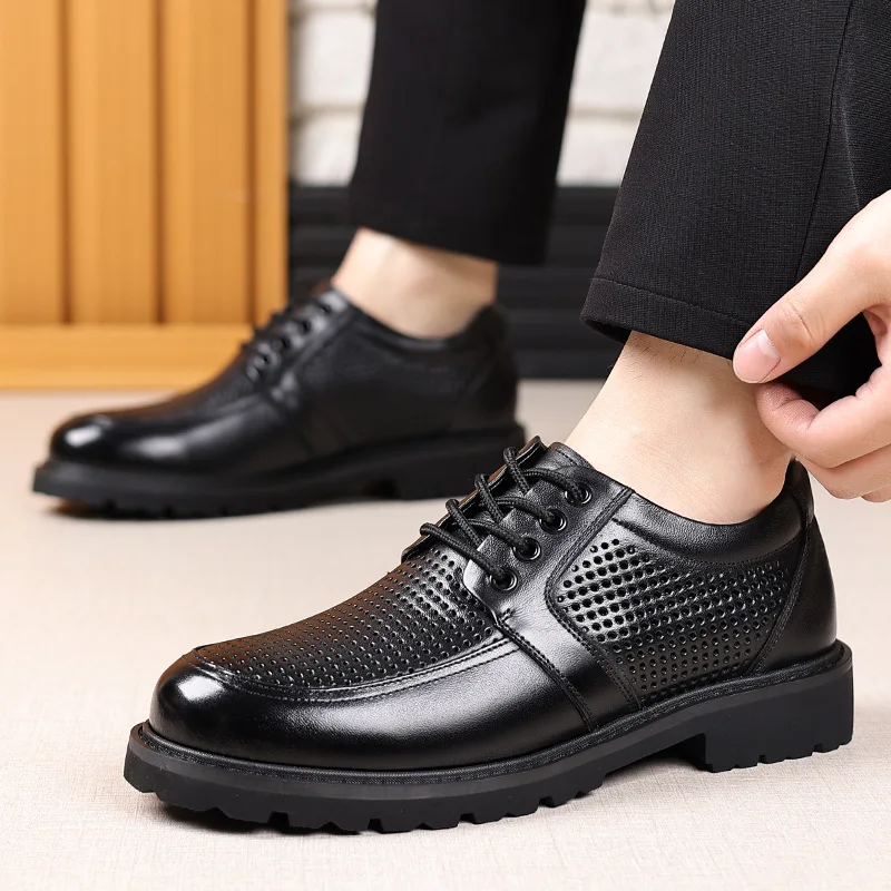 New Genuine Leather Men Casual Shoes Lace Up Man Trendy Sneakers Comfy All-match  Breathable Tenis Sport Shoes Skateboard Shoes 2