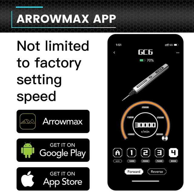 ARROWMAX GC6 Smart Engraving Pen Electric Mini Grinder Cordless Rotary Tool with 39 Bits for Crafts Jewelry Wood Glass Carving 3
