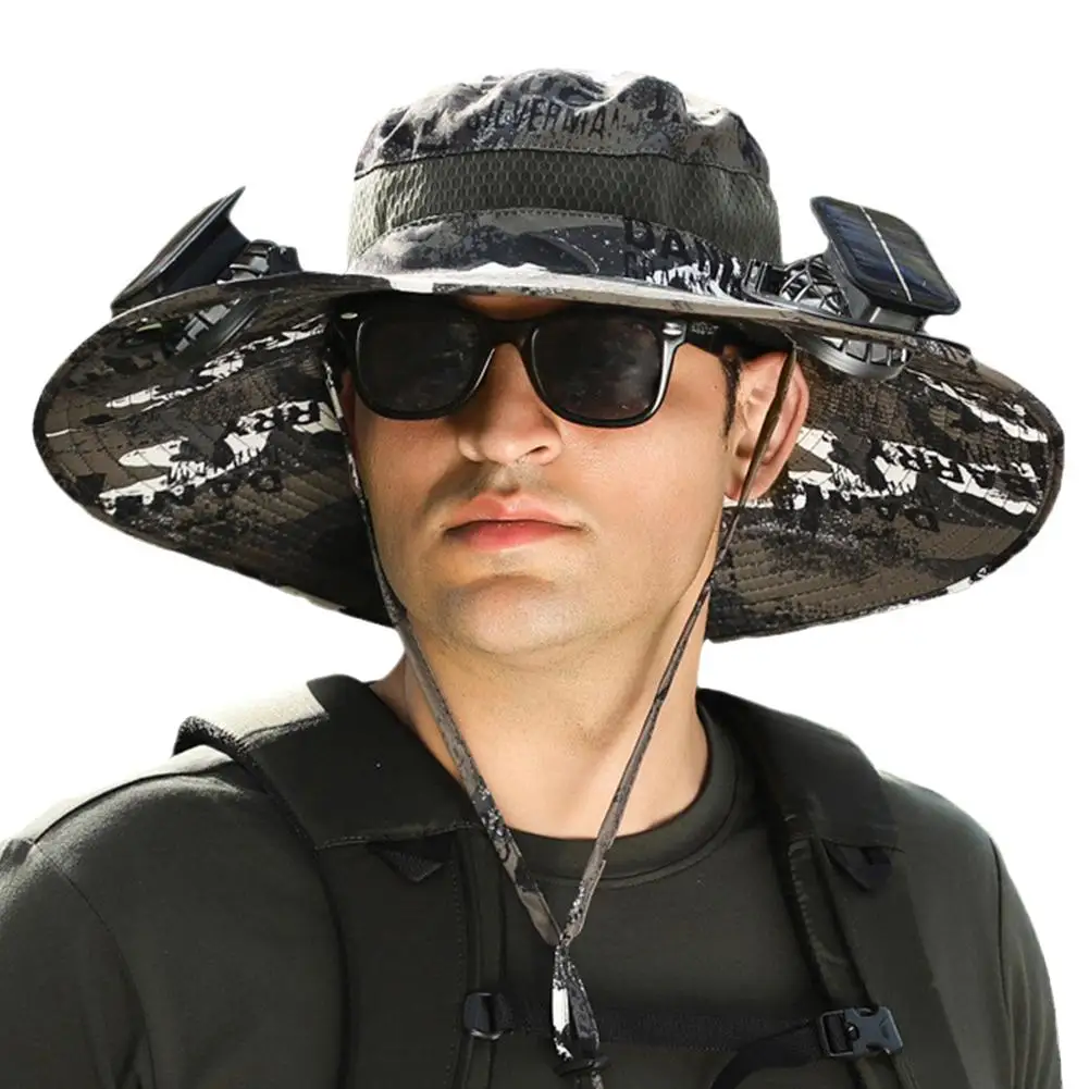 Solární fanoušek čepice přenosné solární nabíjení čepice s fanoušek vhod pro outdoorové kemping rybaření tramping opalovací krém rybář čepice