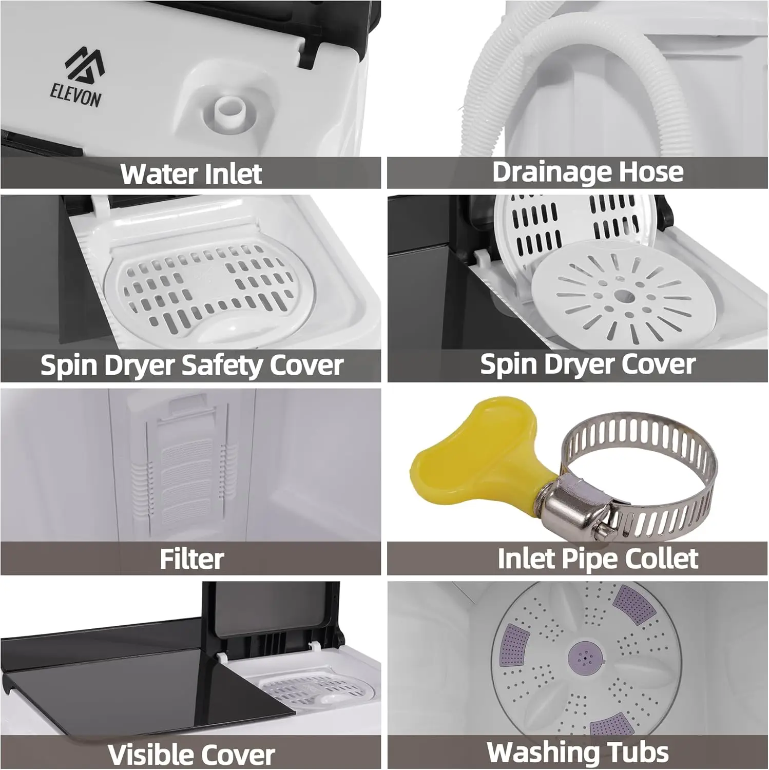 Mini Washing Machine Portable 28lbs Mini Compact Laundry Twin Tub 18lbs 10lbs Spinner Combo Clothes Washer Washing Machine Drain Pump for