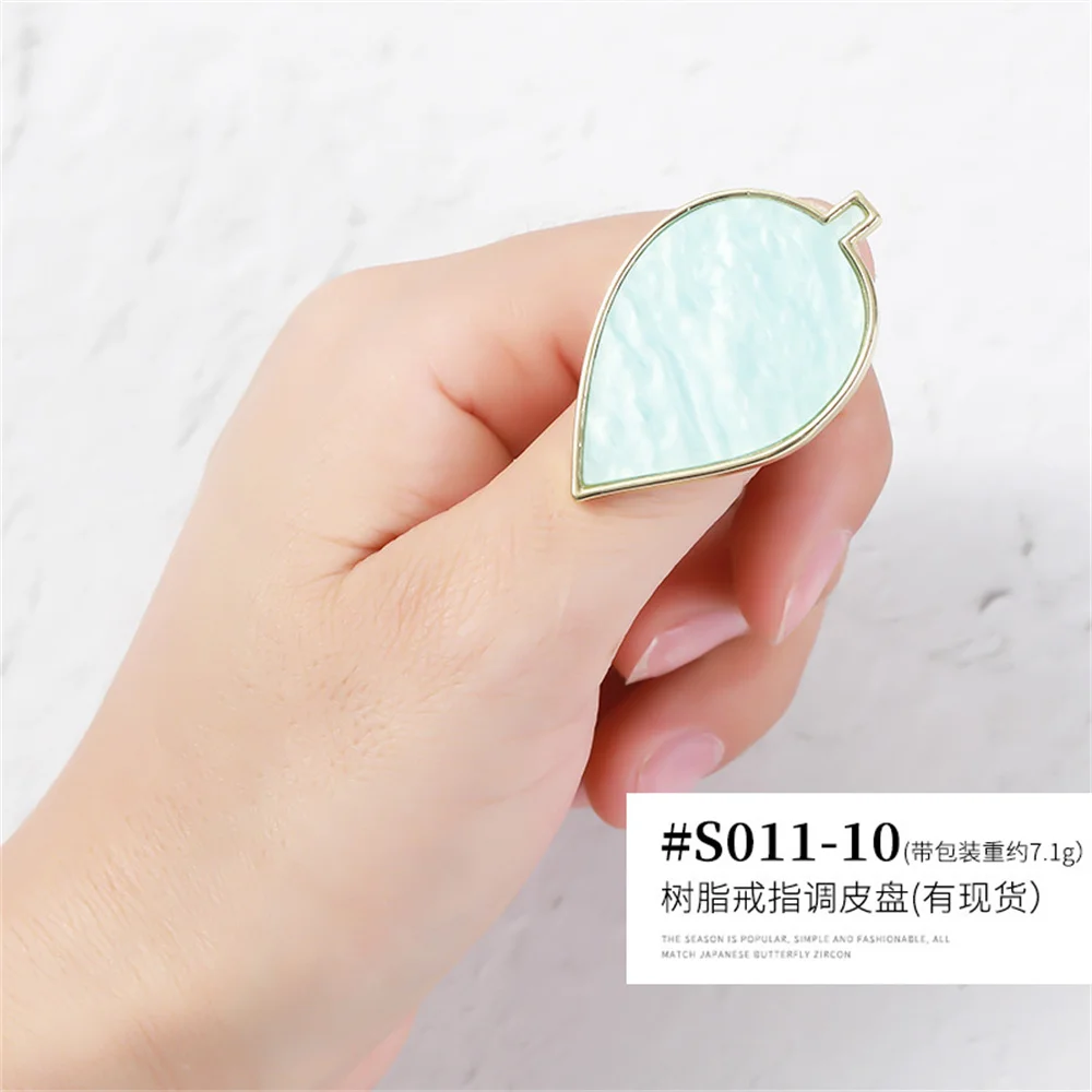 1pc Butterfly Leaf Shaped Nail Art Palette With Adjustable Finger Rings DIY  UV Gel Color Polish Holder Drawing Plates