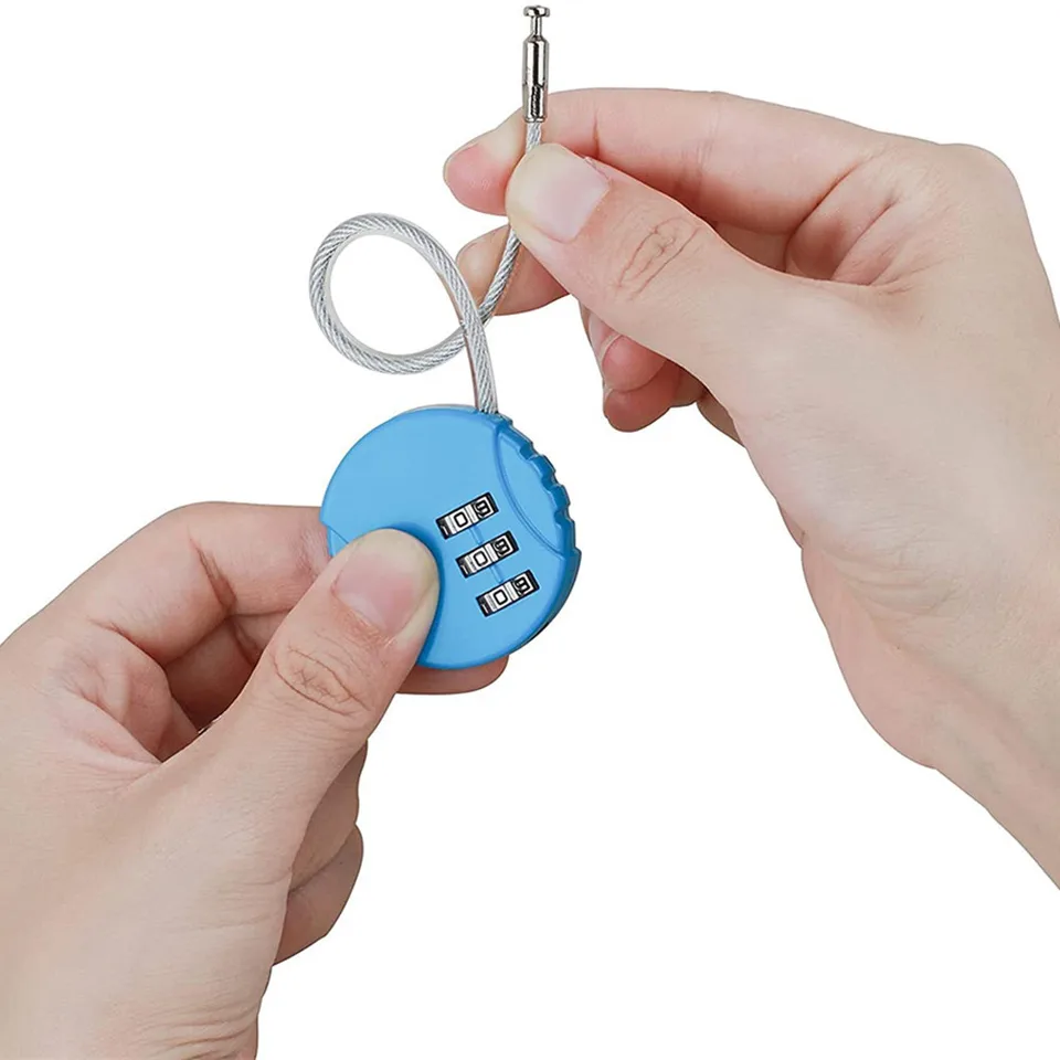 Cadenas à Combinaison 3 Chiffres Avec Câble - Petit Cadenas à Bagages Bleu 4,7 Pouces - Uxcell