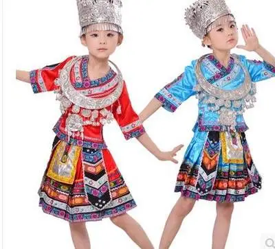 Costumi Da Spettacolo Miao Per Bambini Costumi Da Yunnan Zhuang Per Ragazze Costumi Da Ballo Etnici Di Minoranza Costumi Da Spettacolo Hulusi