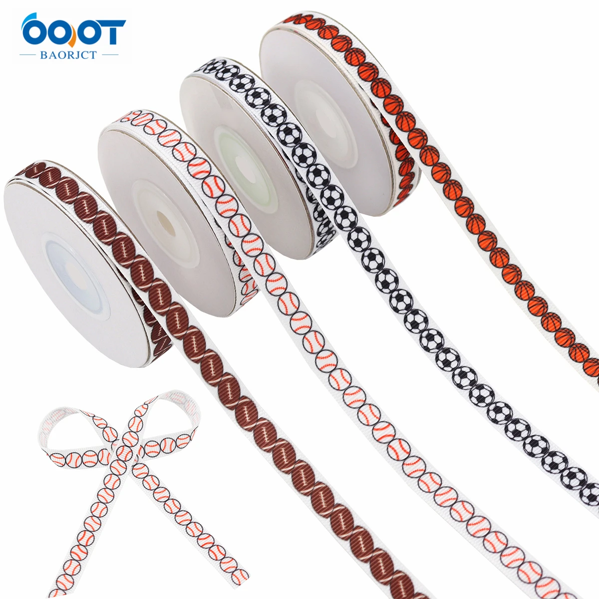 Sports Geometric Basketball And Football Ribbons,10MM 10Yards Bow Cap Accessories Party Gift Wrap DIY Handmade Materials