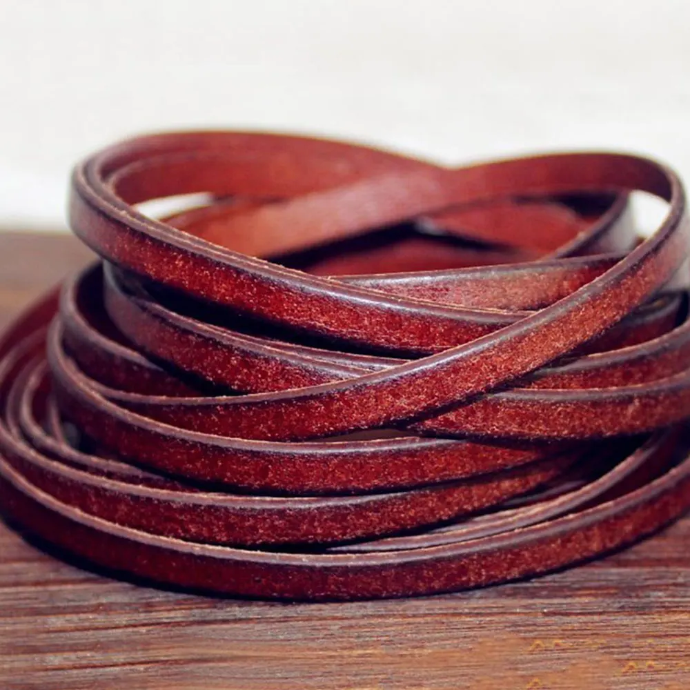 Description Picture 5 of itemvintage Genuine Cowhide Leather cord strip Flat rope DIY leather craft Jewelry bag 5 meters leathercraft