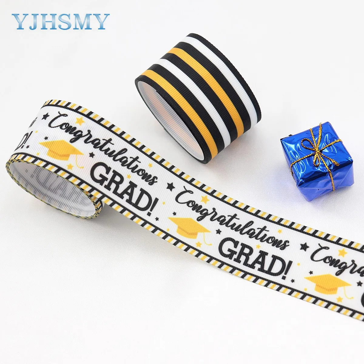 5 Yard Graduation Ribbon Congrats Graduation Cap Fabric Ribbon Congratulations Satin Star Printed Grosgrain