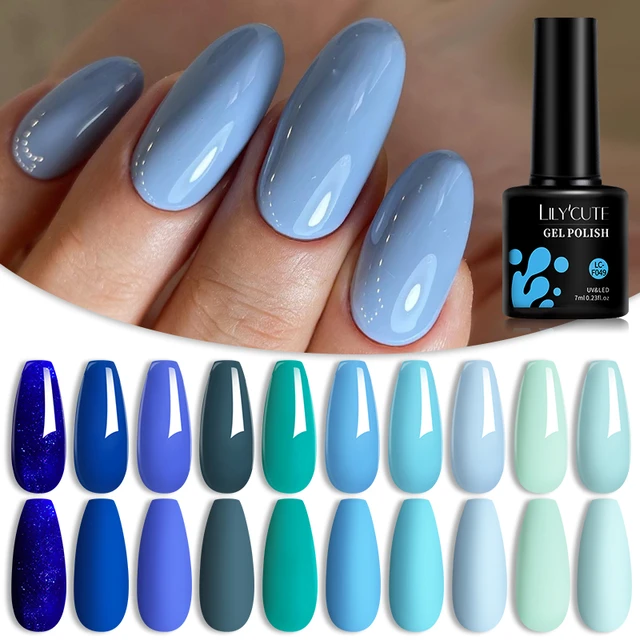 Amazon.com : Imtiti Gray Blue Gel Nail Polish, 1 Pcs 15ml Christina Aegean Blue  Color Gel Polish Soak Off Nail Art Manicure Salon DIY Nail Lamp Gel Nail  Design Decoration at Home