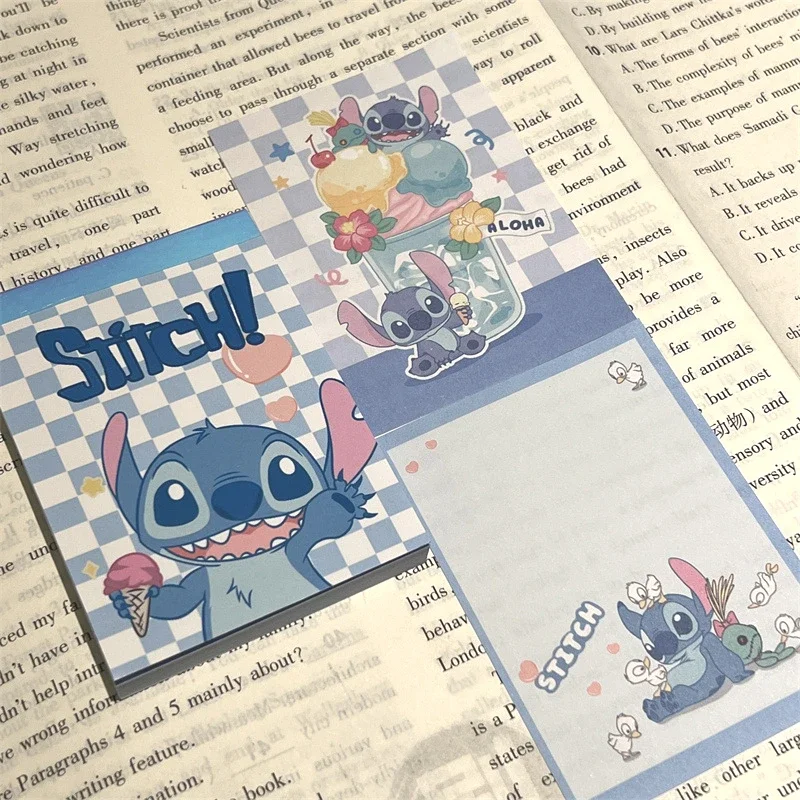 

70pcs Disney Stitch Note Book Student Ledger Accessories Sticky Anime Lilo & Stitch Cartoon Thickened Color Page Paper Girl Gift