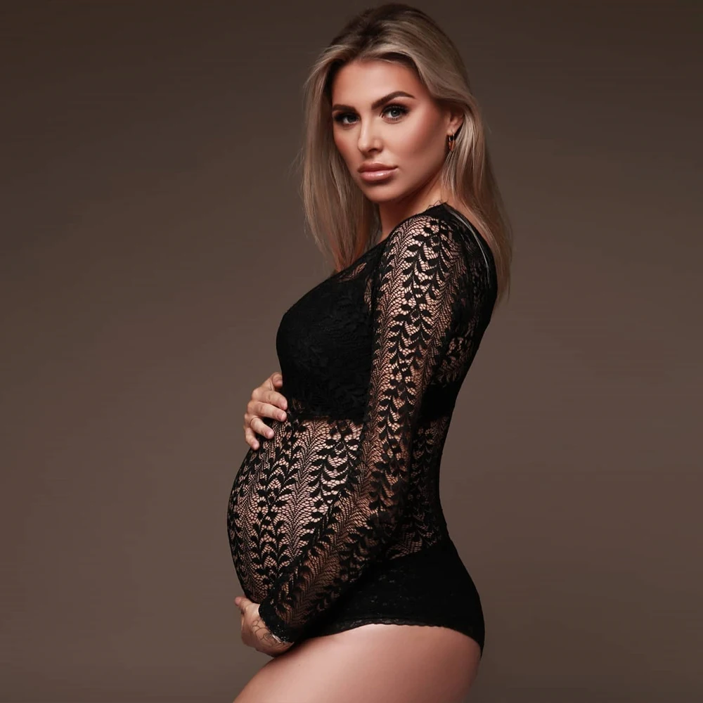 Maternity Photography Props Dress Sexy Lace Bodysuit Stretch fabric pregnancy Size Photo Shoot Photography Dress For Women