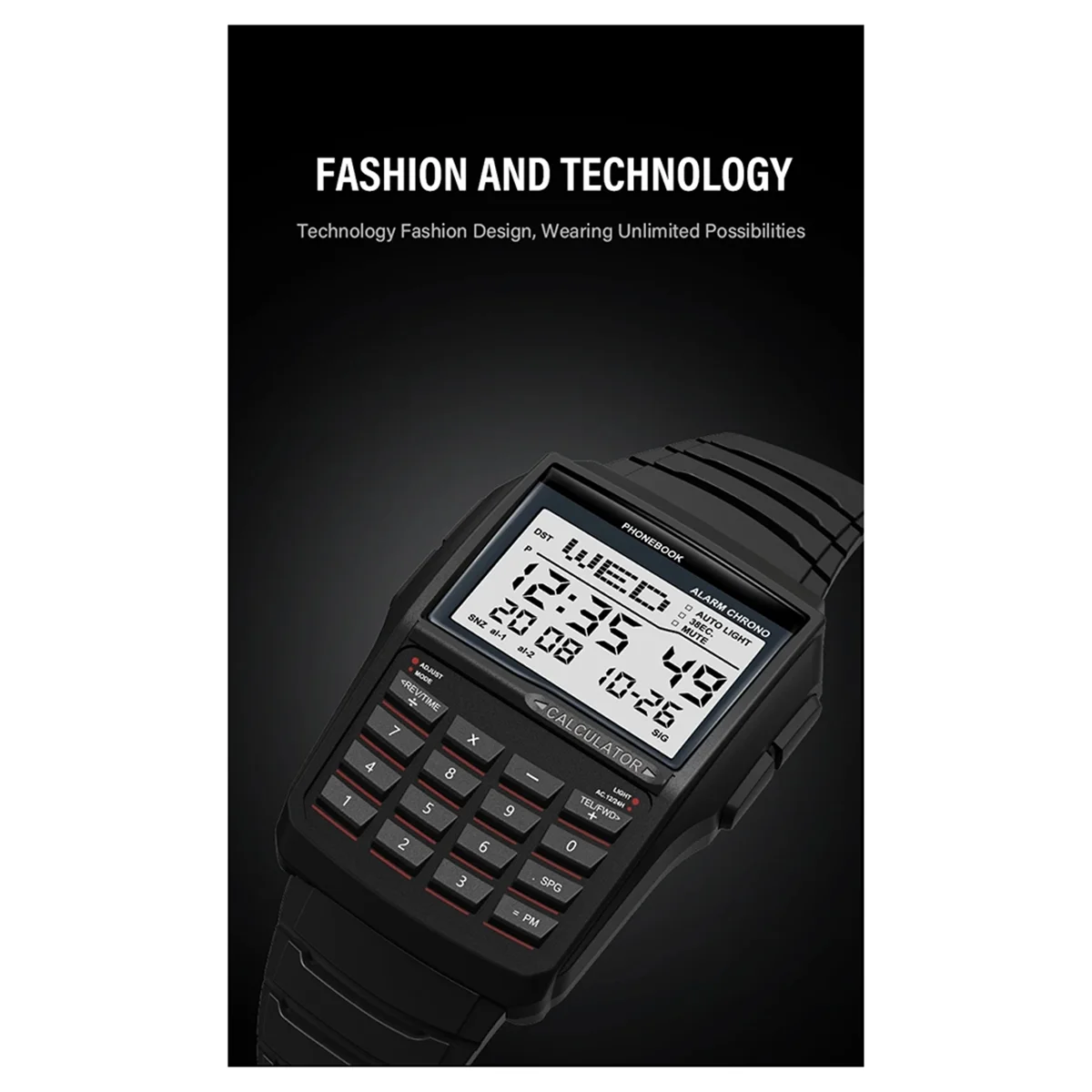 SEMOIC LED Electronic Watch Digital Sports Multifunction Calculator Watch Waterproof Computer Style