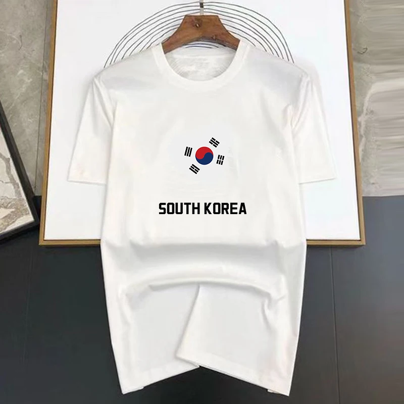 Magliette da uomo in 100% cotone I Love Korea Stampate Street Retro Manica corta Hip Hop Tops Maglietta oversize Uomo Larga_voghion.com