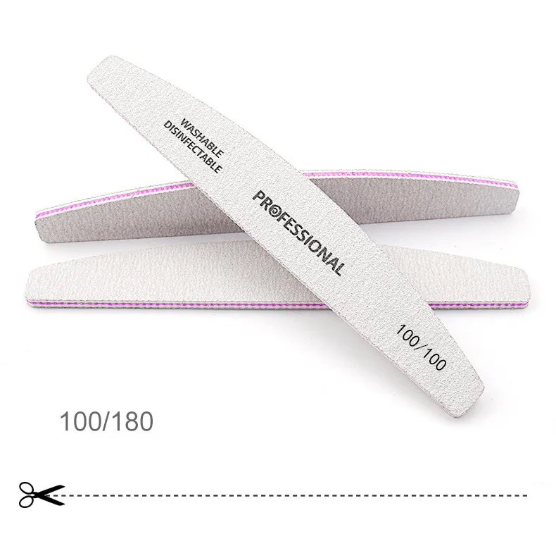 5Pcs/Lot Semilunar Manicure Files 4mm 100 180 240 Nail Files