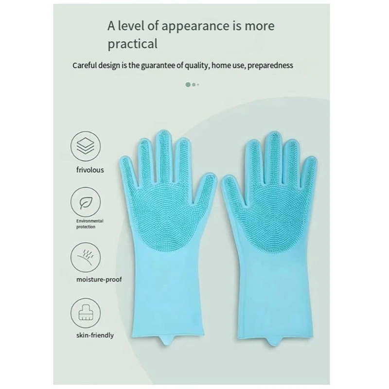 10PCS Washing Cleaning Gloves Convex Point Silicone Multi Purpose Gloves For Pet Cleaning Kitchen Washing Tools