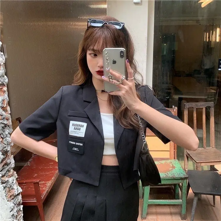 Summer Short Sleeve Blazer Women Streetwear Korean Fashion