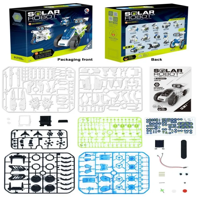 Solar-Powered 12-in-1 DIY Educational Robot Kit