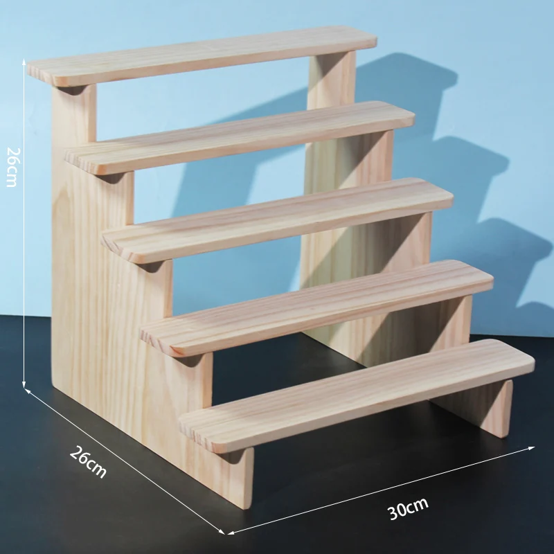 Pure  Wood Display Stand Storage Ra Desktop Figurine Bubble Mat Doll Meat een Plant Multi-layer Staircase Ra