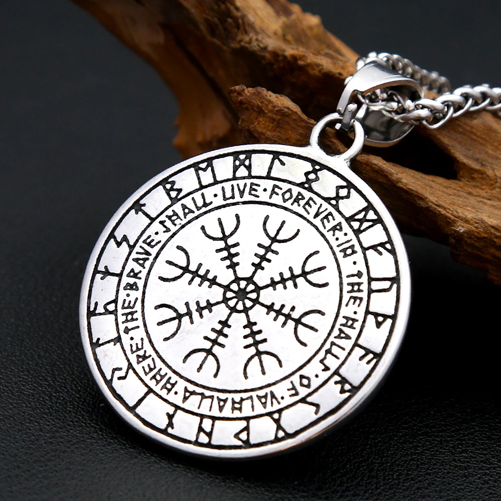 Punk Vintage Viking Compass Pendant Stainless Steel Nordic Runes Necklace For Men Women Amulet Jewelry Gifts Dropshipping 3