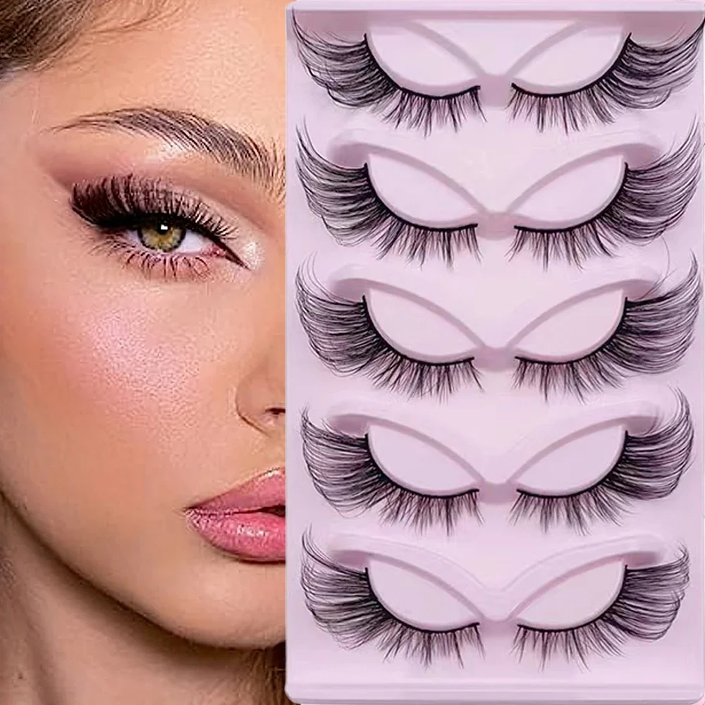 

5Pairs Cat Eye 3D Fake Eyelashes Fluffy Dramatic Eyelashes Makeup Lashes Natural long False Eyelashes Thick Fake Lashes