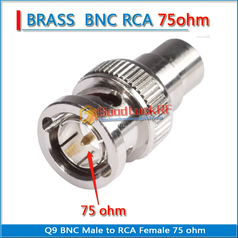 

75 ohm Q9 BNC Male To RCA Female Connector Socket Plug Nickel Plated Brass Straight Coaxial RF Adapters Brass