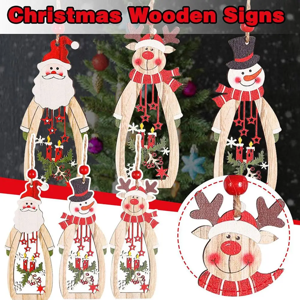 

Wooden Christmas Ornaments Xmas Tree Wooden Pendants Hanging Wood Craft Decorations For Home New Year DIY Decor 2024 F8E9
