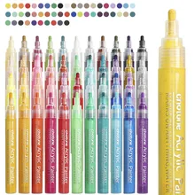 Marqueurs de peinture acrylique 12/18/28 couleurs, ensemble de stylos pour peinture sur roche, pierre, céramique, verre, bois, tissu, artisanat, fournitures d'art, bricolage