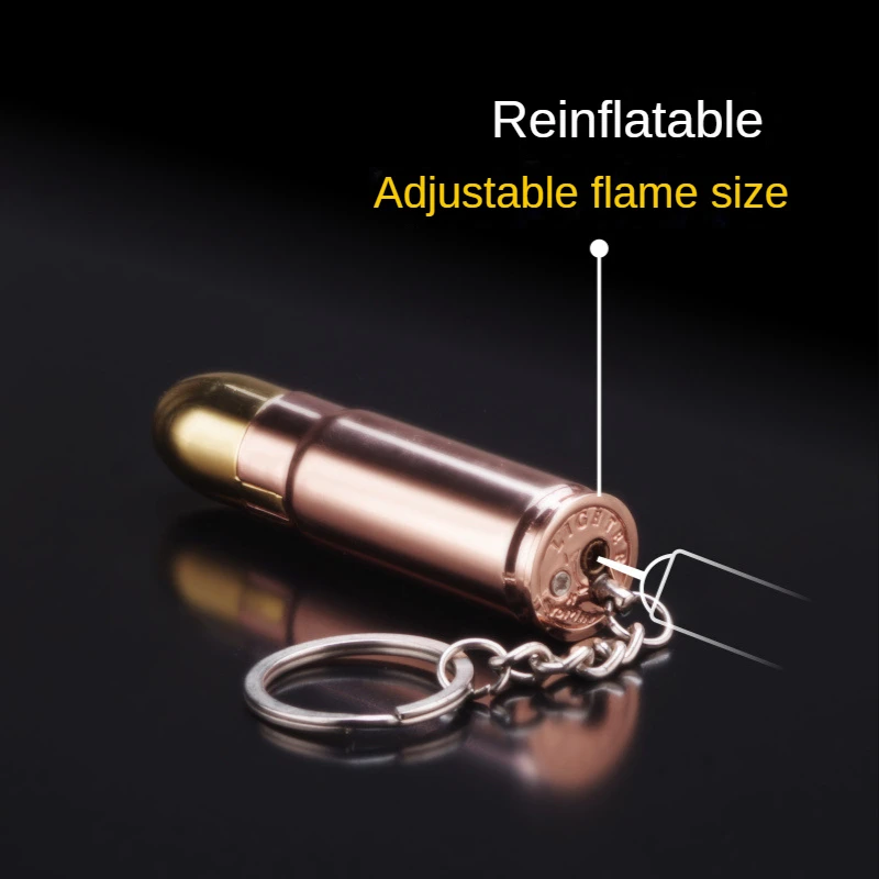Keychain Butane Gas Torch Lighter Mini Cigarette Lighters Gun Bullet Pendant Portable Smoking Accessories Flame Cool Gifts Men