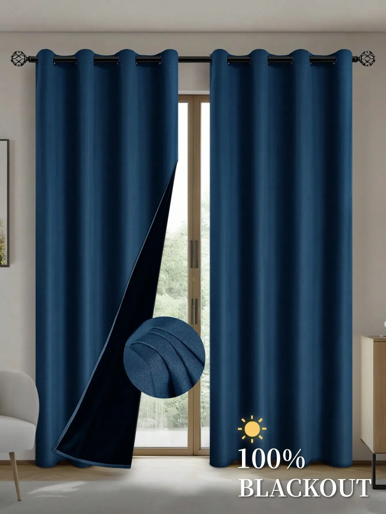 1pc Blackout Curtains Grommet Top for Living Room Bedroom Kitchen Home Decor Room Decoration blackout curtains window curtains decor curtains