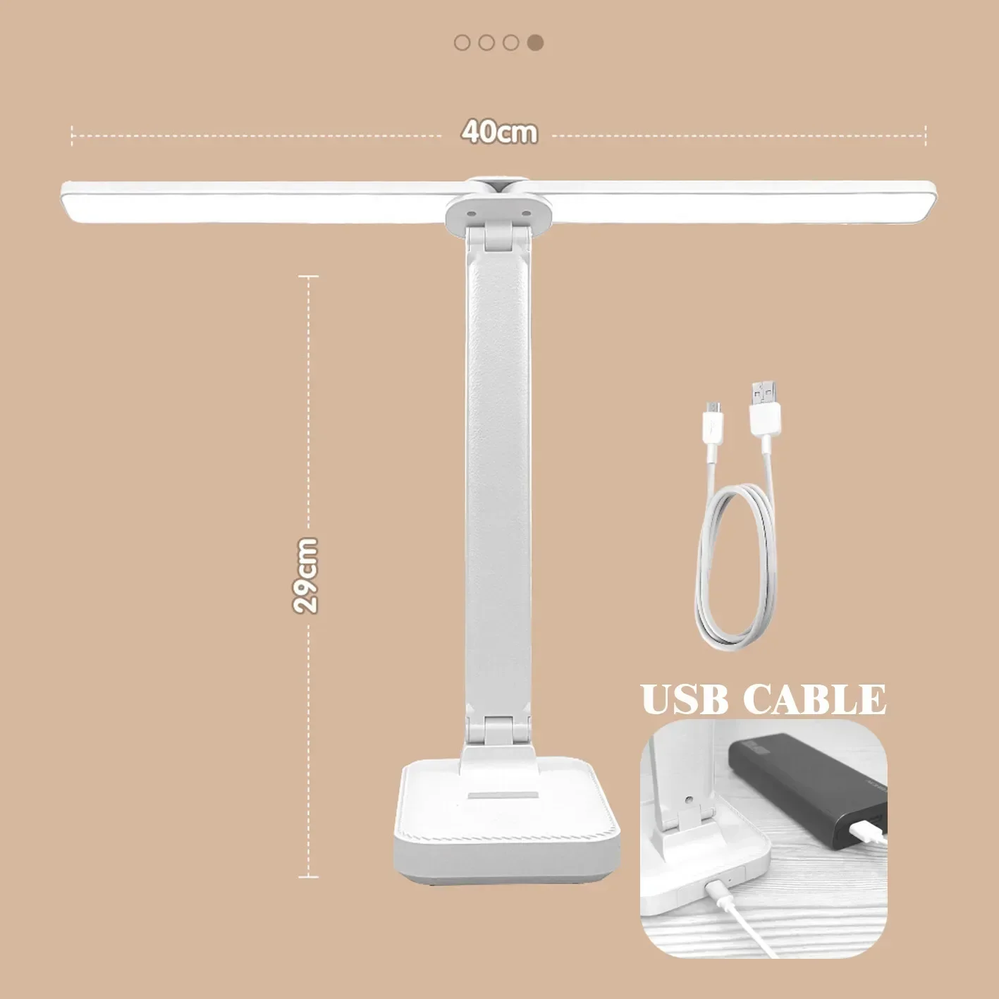 Table Lamp USB Rechargeable Foldable Read LED Desk Lamp 3 Levels Dimmable Touch Sensor Eye Protection for Bedroom Bedside Office