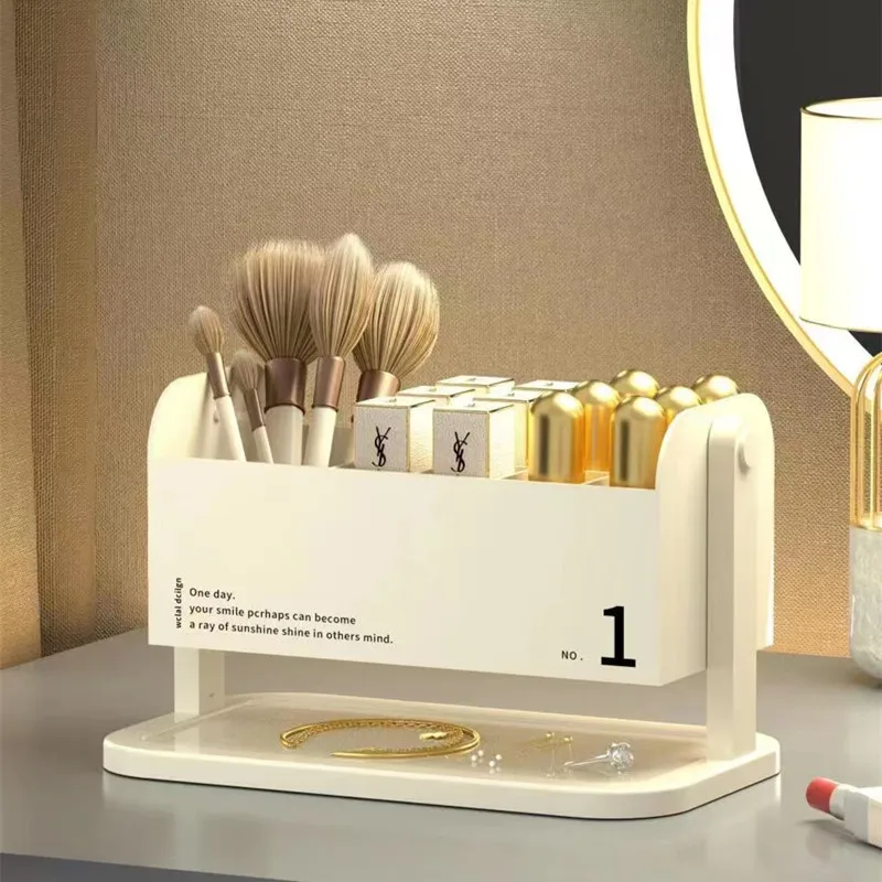 

Nordic Makeup Brush Box 180° Rotating Lipstick Organizer Dressing Table Storage Rack Cosmetics Eyebrow Pencil Pen Barrel Holder