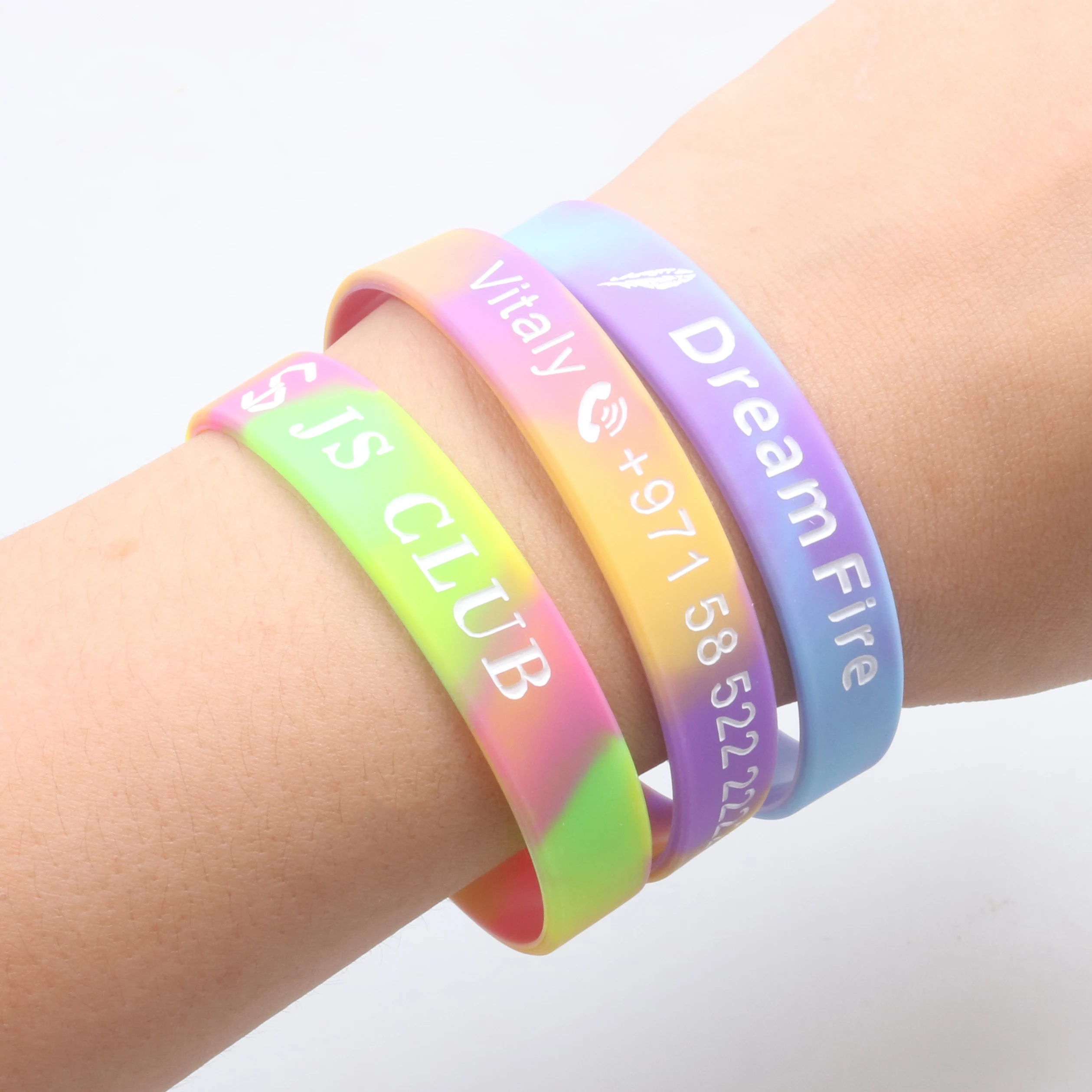 Mixed Color Wrist Bands Customized Silicone Bracelet Debossed Custom Wristband SOS ID Engraved Bracelets lost Children 1 PCS