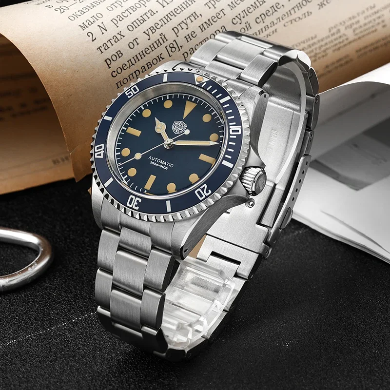 2024 New Watchdives 40mm Vintage Sub Watch NH35 Automatic Domed Sapphire 20ATM C3 BGW9 Luminous 316L Steel Men Diver Wristwatch 2