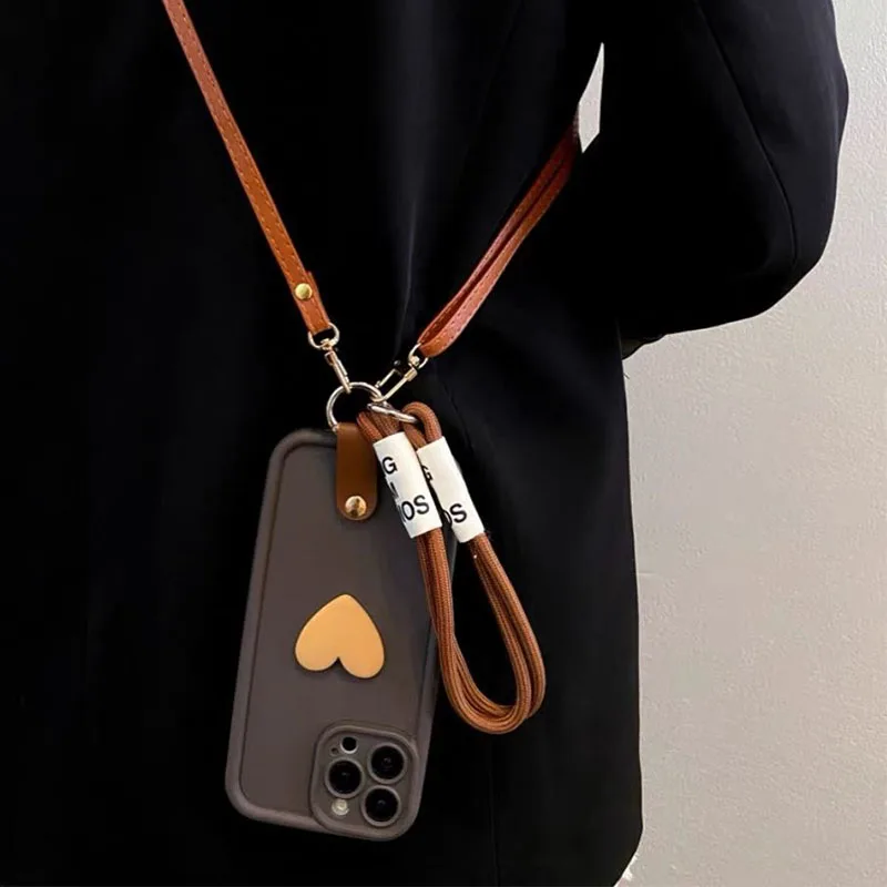 Enhanced Lanyard Wrist Strap Case with 3D Love Heart Design - Honor 400 Lite Crossbody Coque