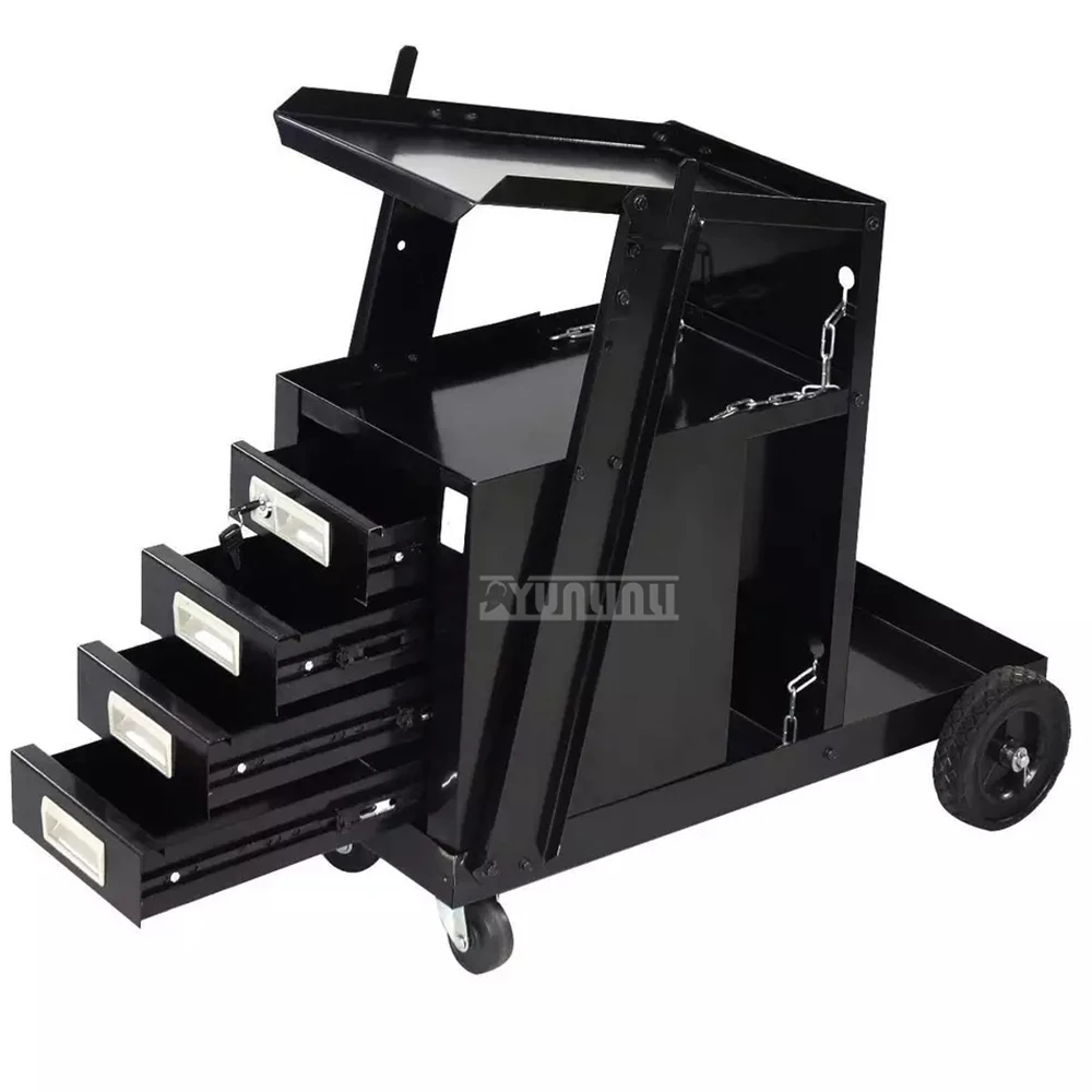 Welding Trolley Cart Mobile Welding Machine Tool Cart Four-layer Drawer with Handle