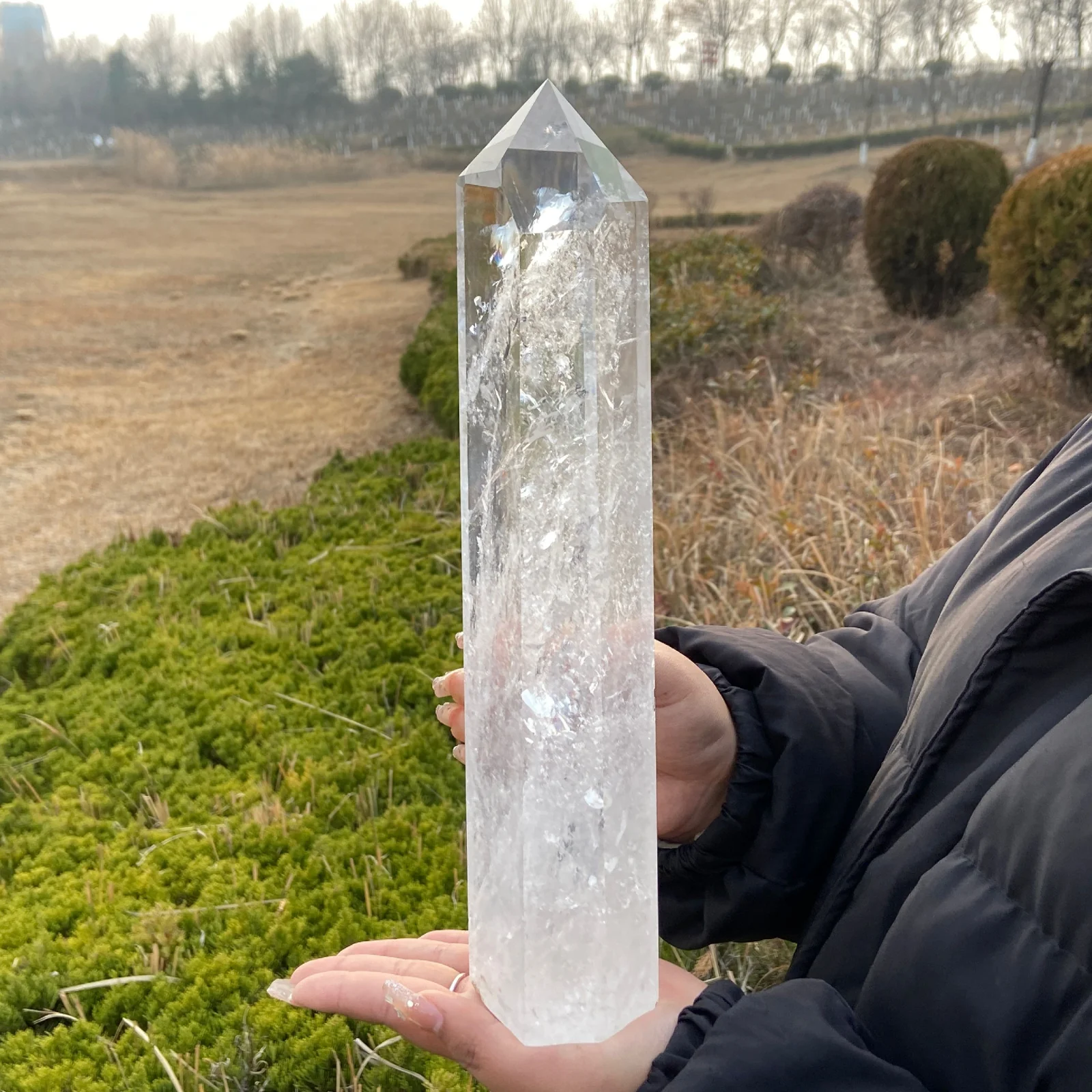 Natural Large Clear Quartz Crystal Points Reiki Tower Wand Healing Home Decoration 6