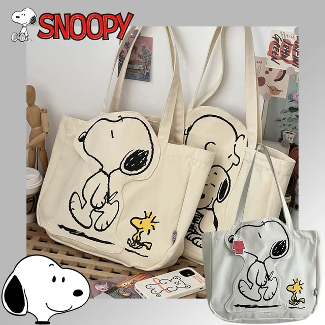 Snoopy Tote Bag Women Shoulder Bag Cartoon Canvas Bag Shopping Bag Handheld  Bag Kawaii Sundry Bag Large Capacity Zipper Bag Gift - AliExpress