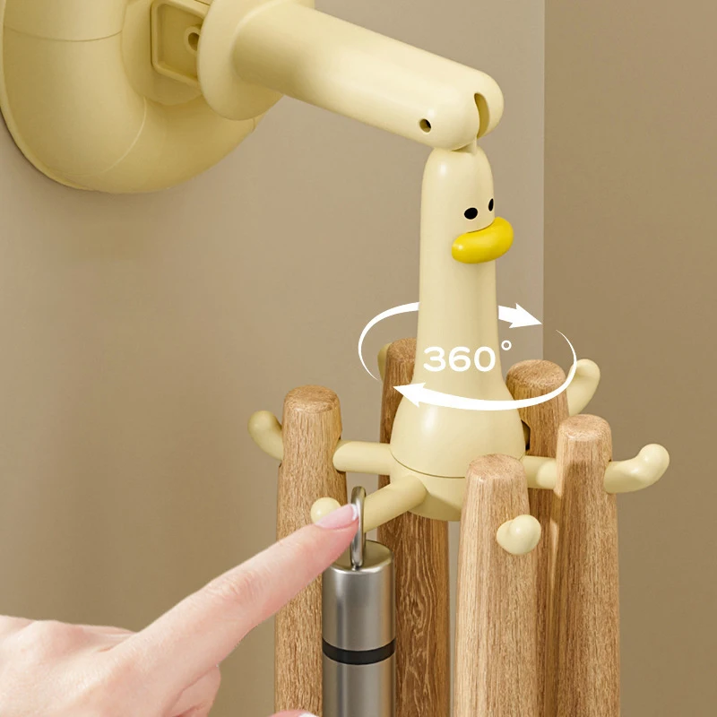 360 Degree Rotatable Sucker Six Claw Hook Kitchen Spatula Spoon Storage Wall Mounted Hanger Bathroom Towel Hook