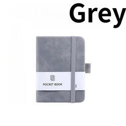 Compact A7 Pocket Notebook Journal with Pen Holder - 200 Pages (Grey)