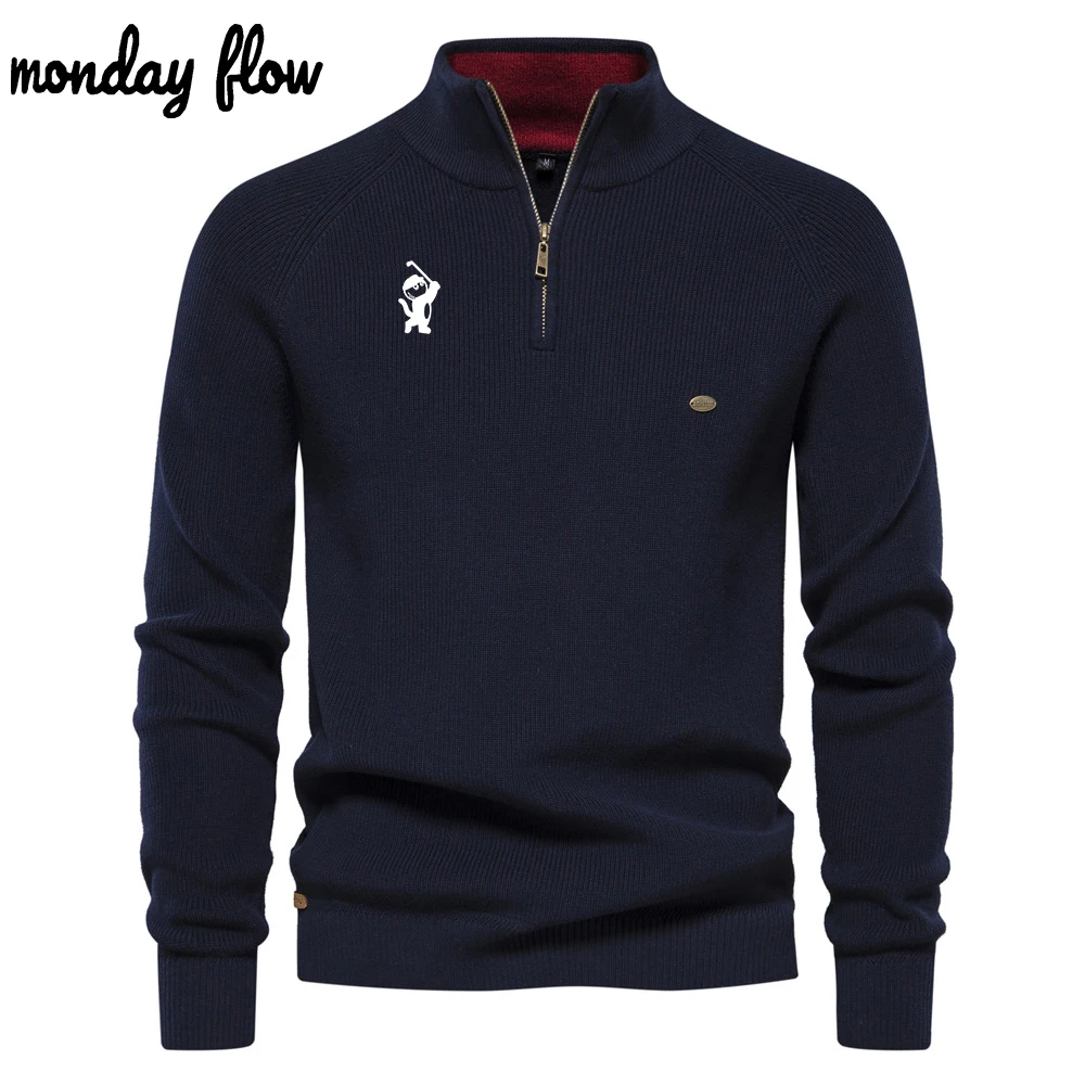 Monday Flow Autumn Golf Men's Outdoor Sports Versatile Cashmere Golf Sweater Comfortable Warm Pullover Knitted Jackets