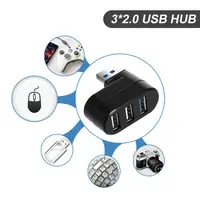 OULLX USB 2.0 HUB 180 ° Rotation Adapter Extender Mini Splitter Box 1 to 3 Ports High Speed USB 2.0 For PC Computer Laptop 2