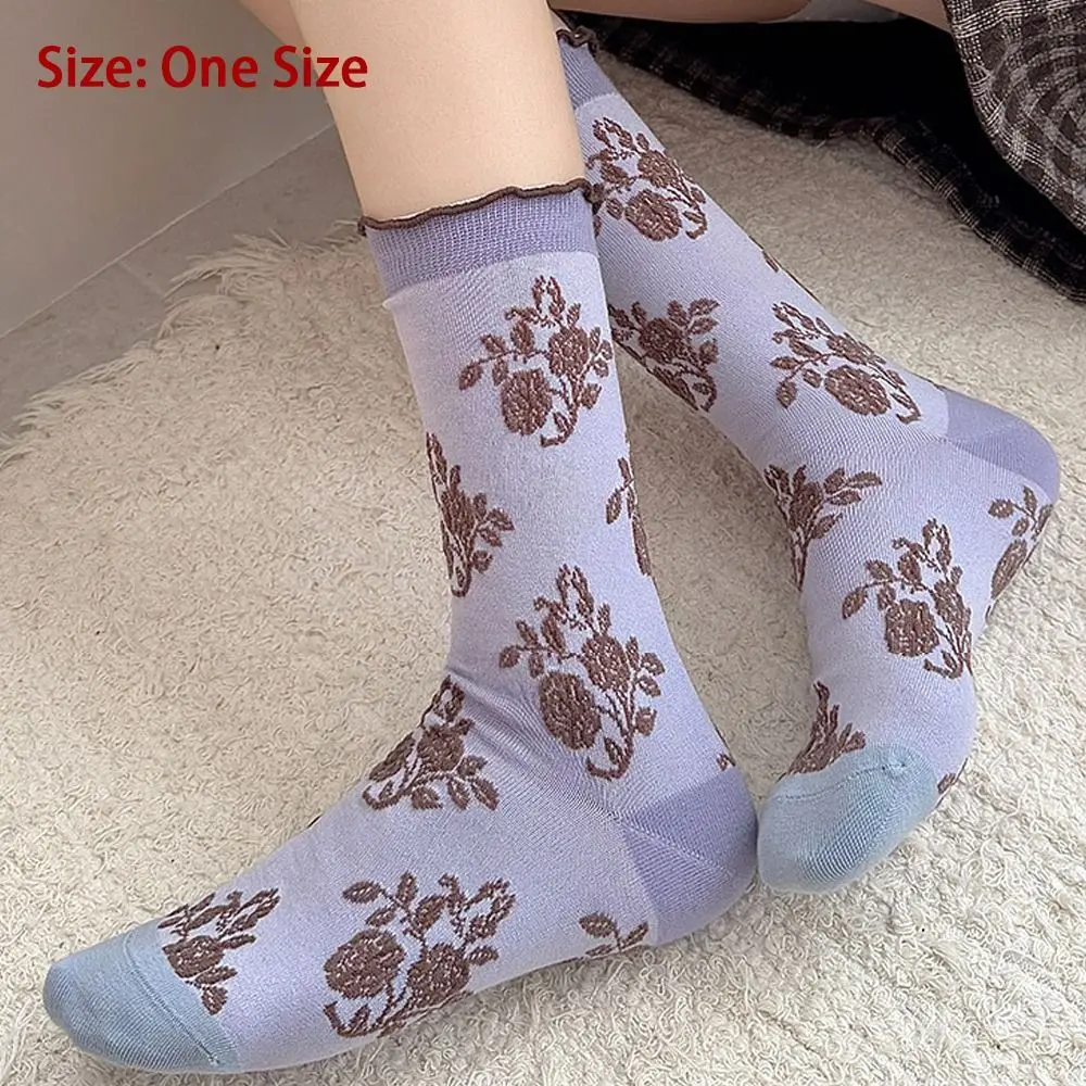 Breathable Cotton Polyester Mid Tube Socks for Women