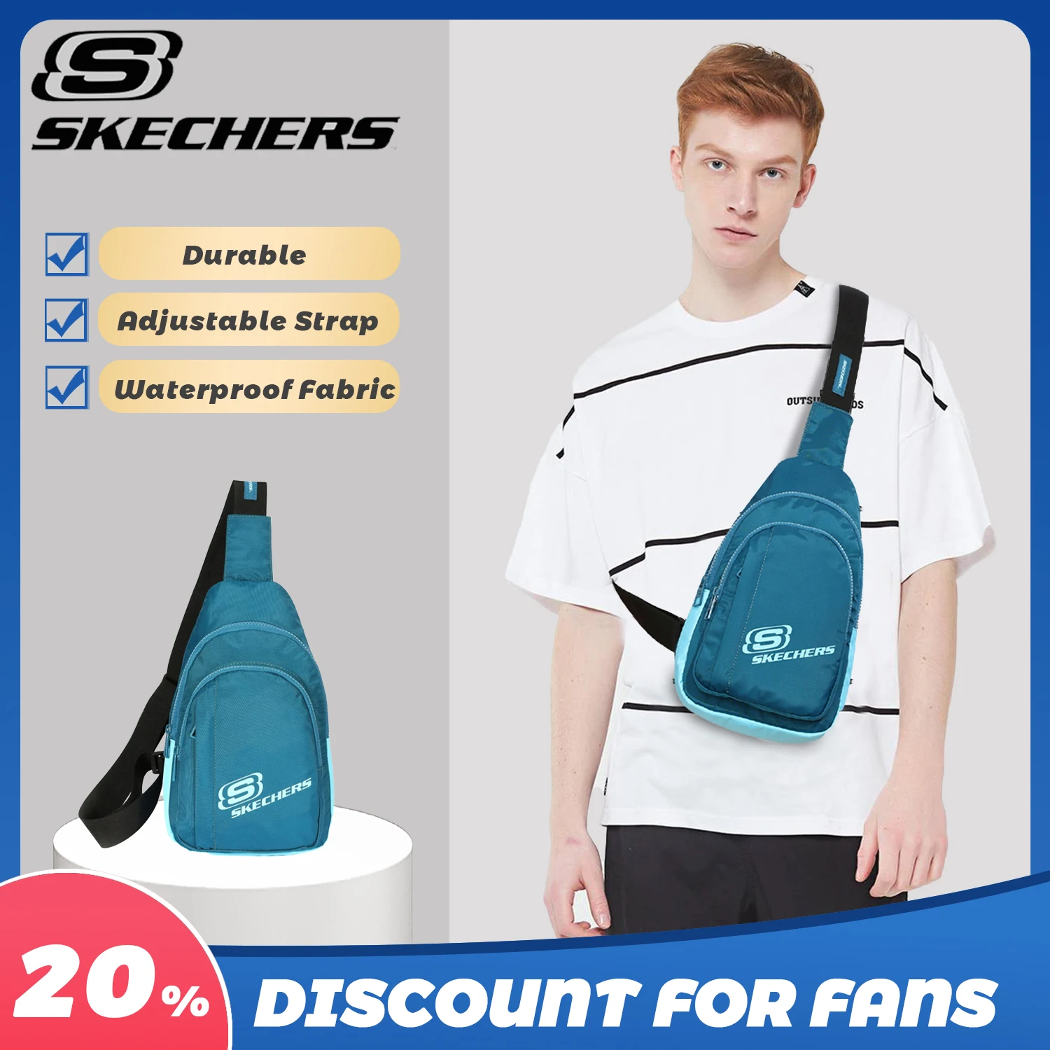 Skechers Small Sling Cross Body Bag Shoulder Bag For Men Women