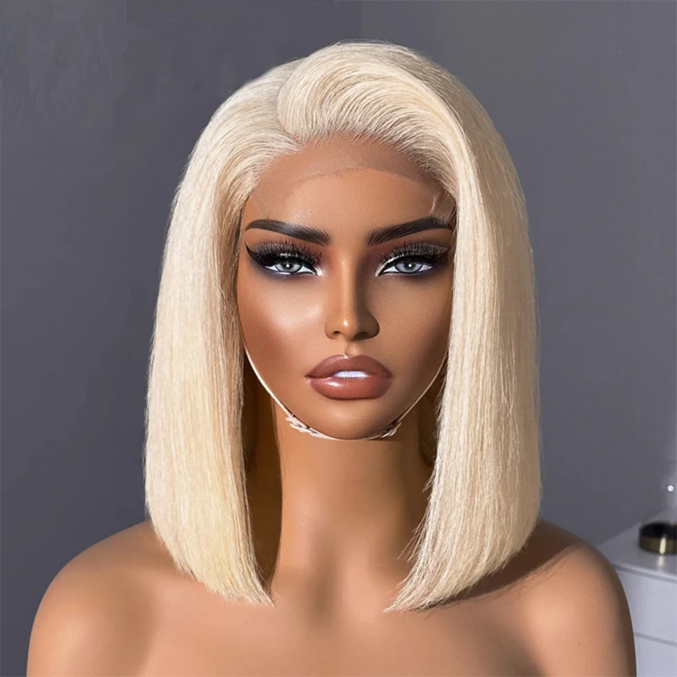 

613 Blonde Lace Wig 13x4 HD Transparent Lace Frontal Bob Wig 100% Human Hair Pre Plucked Straight Human Hair Wigs For Women