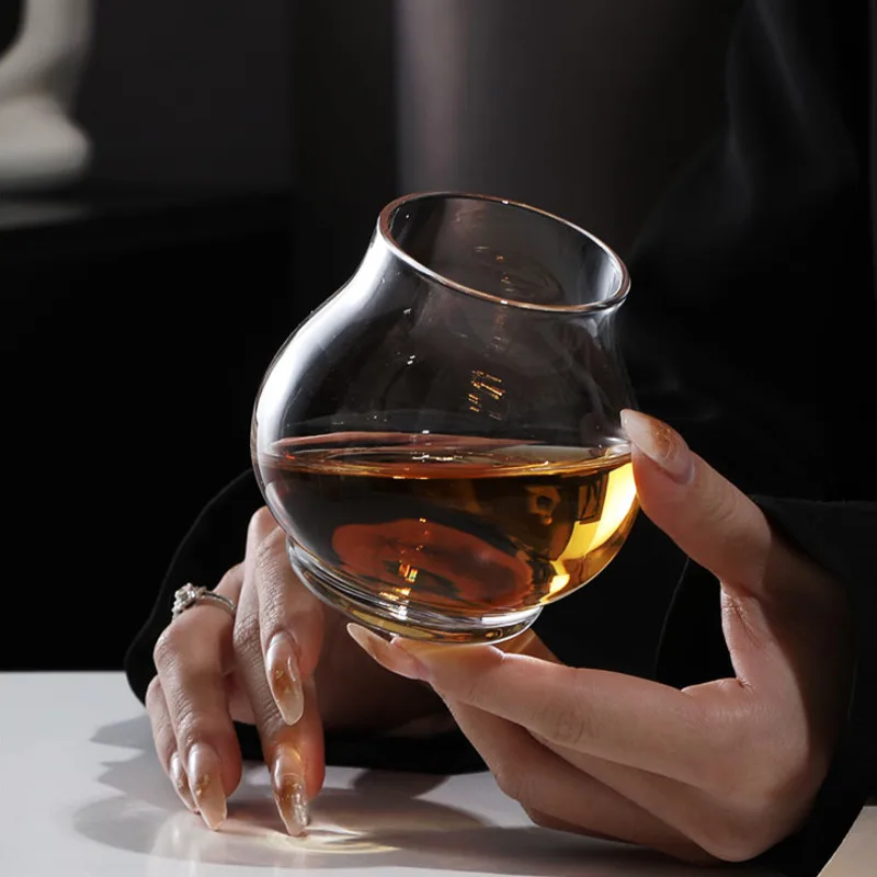 Clear Whiskey Snifter Glass 2 Pc Old-fashioned Crystal Wine Glasses Big Belly Gather Aroma Brandy Tumbler Single Malt Whisky Cup