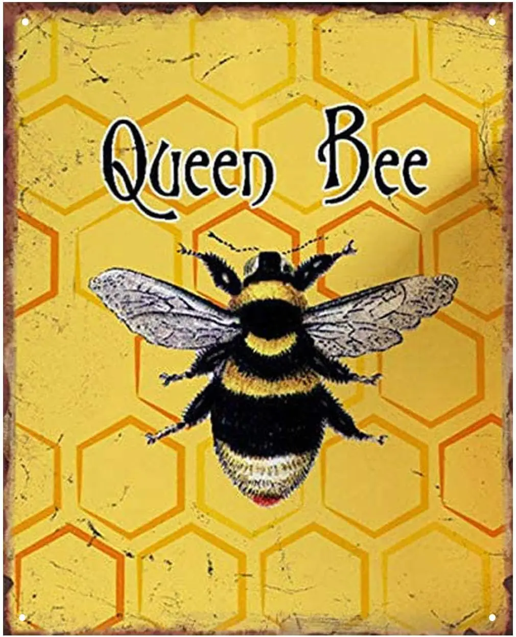 Queen Bee Honey Bee Bumble Bee Metal Tin Sign Men Women Wall Decor for Bars Restaurants Cafes Pubs Tin Metal Bee 8x12