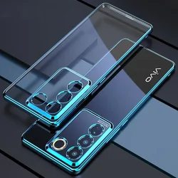 Sleek Transparent Electroplating TPU Soft Silicone Back Cover - VIVO V30 (Blue)